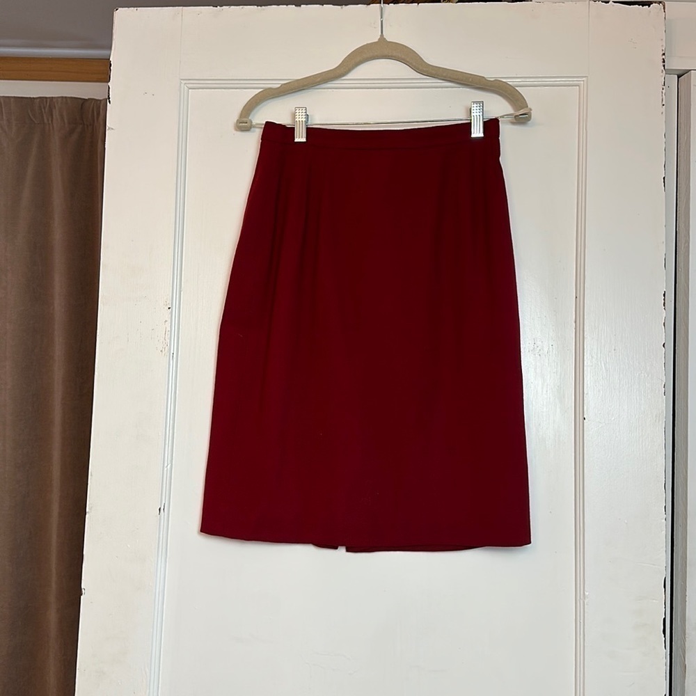 Vintage Wool Pencil Skirt | Burgundy 90s Minimalist · Liz Claiborne
